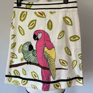 Anthropologie Edme & Esyllte Parrot Lined Skirt size 6 tropical resort cruise